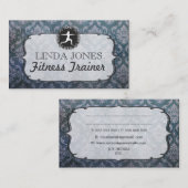 ヴィンテージのグランジなダマスク織の体育館のフィットネスのトレーナーカード 名刺 (正面/裏面)