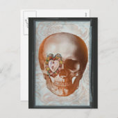 ヴィンテージのグランジなバレンタインのスカルのゴシック様式ハート シーズンポストカード (正面/裏面)