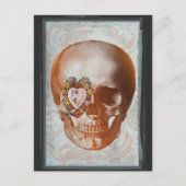 ヴィンテージのグランジなバレンタインのスカルのゴシック様式ハート シーズンポストカード (正面)