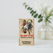 ヴィンテージのグランジな庭の野菜シェフのケータリングカード 名刺 (スタンド正面)