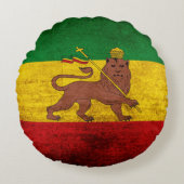 ヴィンテージのグランジなRastafarianの旗 ラウンドクッション (正面)