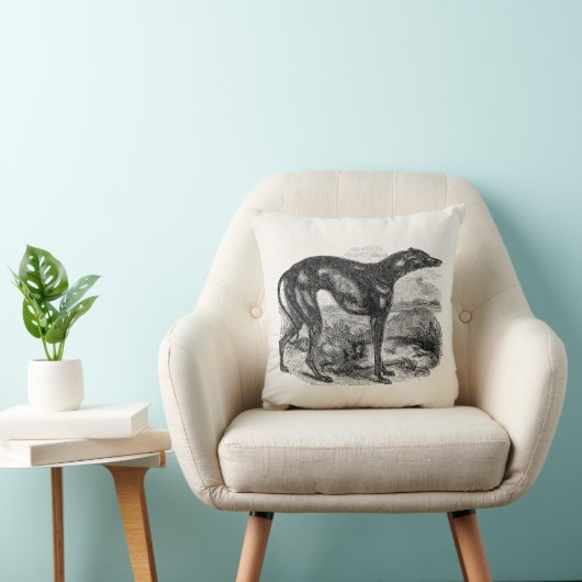 ヴィンテージのグレイハウンド犬の19世紀-グレイハウンド犬 クッション (椅子)