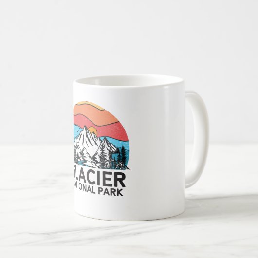 ヴィンテージのグレーシャー国立公園のレトロ80sモンタナ コーヒーマグカップ (正面右)