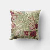 ヴィンテージのケシによってはムギ及びシダの装飾用クッションが開花します クッション (裏面)