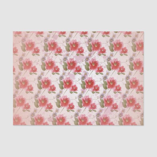 ヴィンテージのケシの花柄 薄葉紙 (正面)