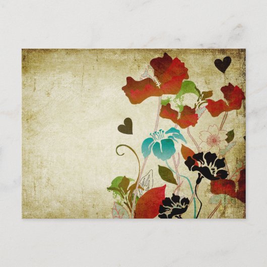 ヴィンテージのケシの郵便はがき ポストカード (正面)