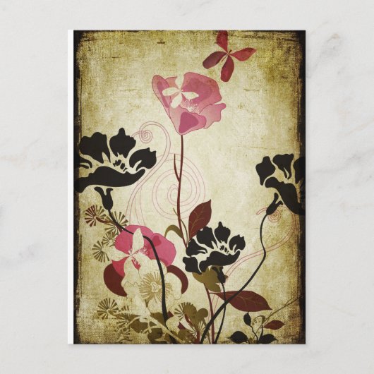 ヴィンテージのケシの郵便はがき ポストカード (正面)