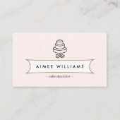 ヴィンテージのケーキのロゴ（ピンク） 名刺 (正面)