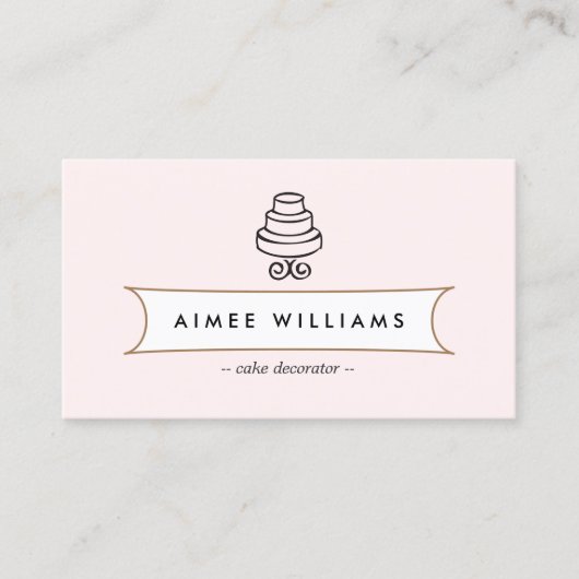 ヴィンテージのケーキのロゴ（ピンク） 名刺 (正面)