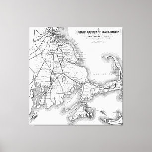 ヴィンテージのケープコッドの古いコロニーの鉄道地図(1875年) キャンバスプリント