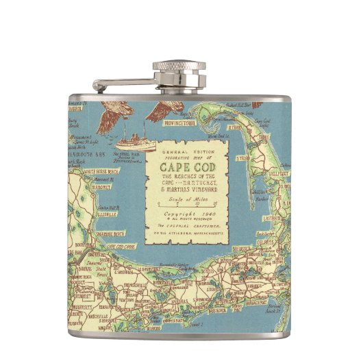 ヴィンテージのケープコッドMap (1940年) フラスク (正面)