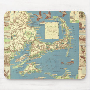 ヴィンテージのケープコッドMap (1940年) マウスパッド