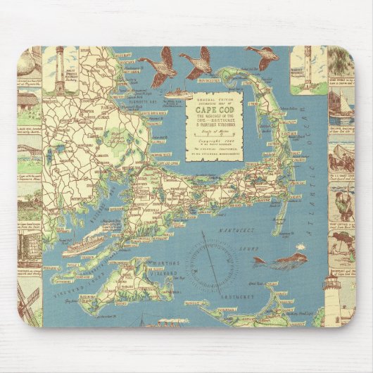 ヴィンテージのケープコッドMap (1940年) マウスパッド (正面)