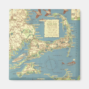 ヴィンテージのケープコッドMap (1940年) マグネット