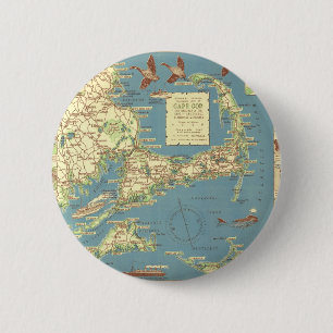 ヴィンテージのケープコッドMap (1940年) 缶バッジ