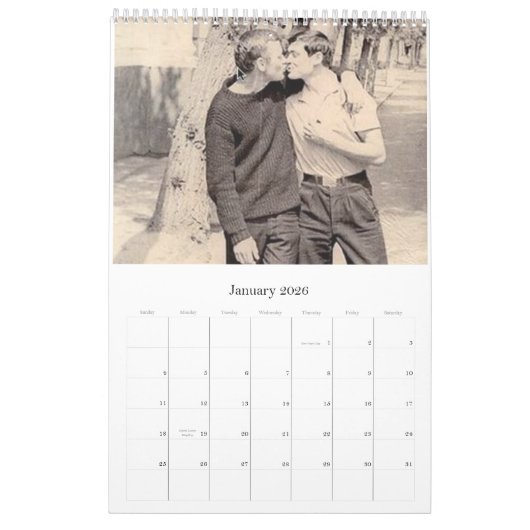 ヴィンテージのゲイのカレンダー カレンダー (1月 2026)