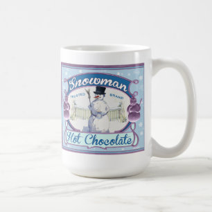 ヴィンテージのココアラベルの雪だるまの茶またはコーヒー・マグ コーヒーマグカップ