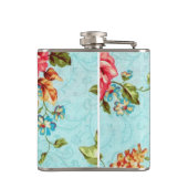 ヴィンテージのコテージの赤いバラの花柄のフラスコ フラスク (裏面)