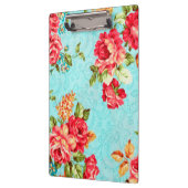 ヴィンテージのコテージの赤いバラの花柄 クリップボード (左)