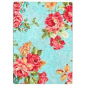 ヴィンテージのコテージの赤いバラの花柄 クリップボード (裏面)