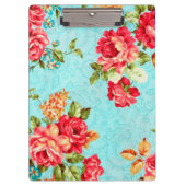 ヴィンテージのコテージの赤いバラの花柄 クリップボード (正面)