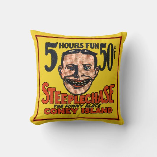ヴィンテージのコニーアイランドのおもしろいな顔 クッション (正面)