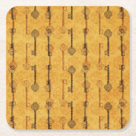 ヴィンテージのコラージュのアンティークはセピア色の汚いデザインを調整します スクエアペーパーコースター