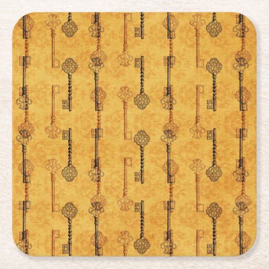 ヴィンテージのコラージュのアンティークはセピア色の汚いデザインを調整します スクエアペーパーコースター (正面)