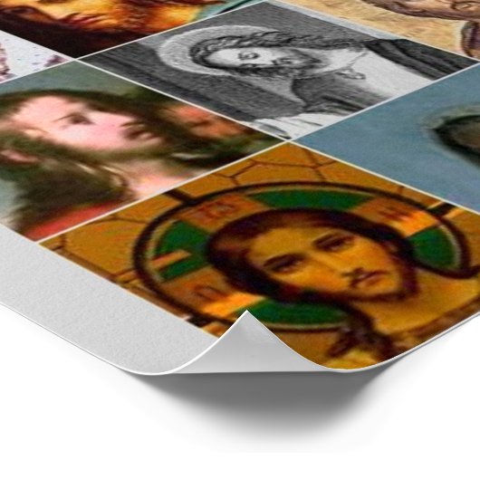 ヴィンテージのコラージュ聖イエス・キリスト私たちの救い主 ポスター (角)