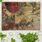 ヴィンテージのコラージュ、Bonjour deパリ キッチンタオル (折り畳み)