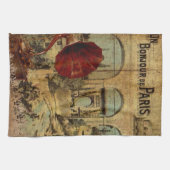 ヴィンテージのコラージュ、Bonjour deパリ キッチンタオル (横)