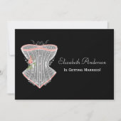 ヴィンテージのコルセットの個人的なランジェリーのブライダルシャワー 招待状 (正面)