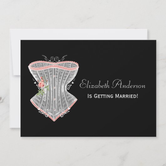 ヴィンテージのコルセットの個人的なランジェリーのブライダルシャワー 招待状 (正面)