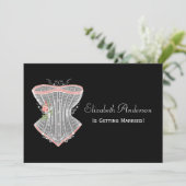 ヴィンテージのコルセットの個人的なランジェリーのブライダルシャワー 招待状 (スタンド正面)