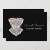 ヴィンテージのコルセットの個人的なランジェリーのブライダルシャワー 招待状 (正面/裏面)