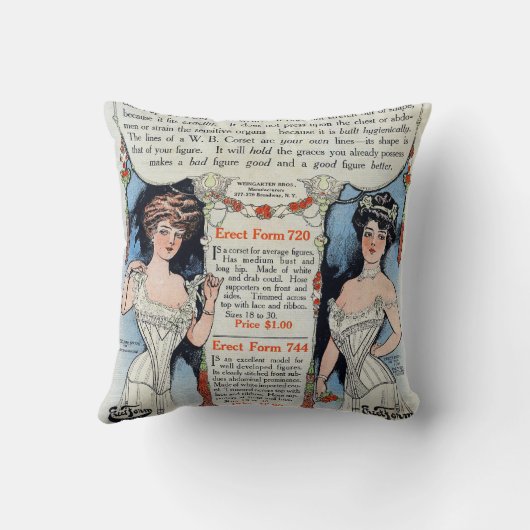 ヴィンテージのコルセットの広告の枕 クッション (裏面)