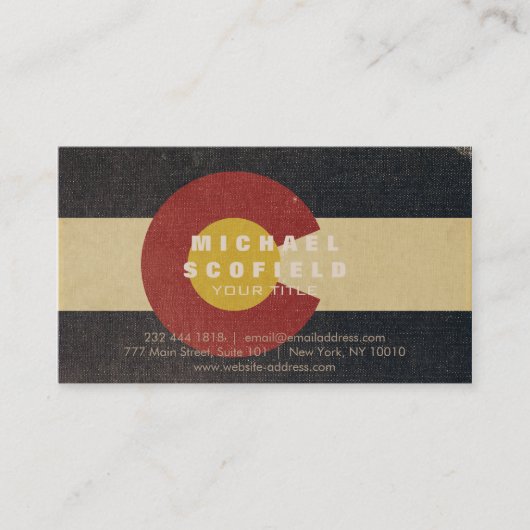 ヴィンテージのコロラド州の州の旗 名刺 (正面)