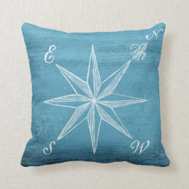 ヴィンテージのコンパスの青の枕 クッション