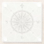 ヴィンテージのコンパス面図 ガラスコースター (裏面)
