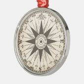 ヴィンテージのコンパス面図 メタルオーナメント (左)