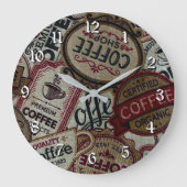 ヴィンテージのコーヒーは柱時計を分類します ラージ壁時計 (正面)