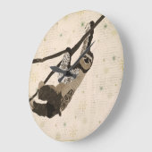 ヴィンテージのコーヒー及びクリームの怠惰の時計 ラージ壁時計 (傾斜)