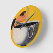 ヴィンテージのコーヒー広告 ラウンド壁時計 (傾斜)