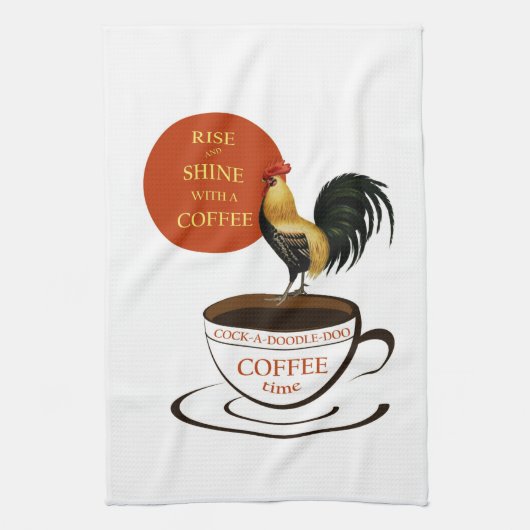 ヴィンテージのコーヒー広告、鶏と キッチンタオル (縦)