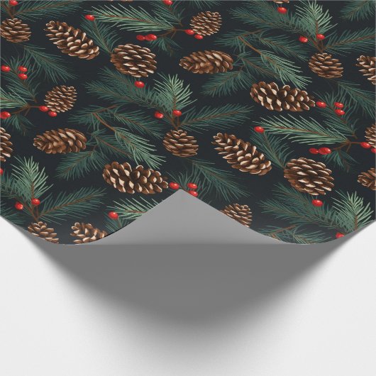 ヴィンテージのコーンと枝に果実をつける ラッピングペーパー (角)