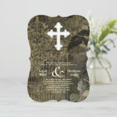 ヴィンテージのゴシック様式キリスト教の結婚式 招待状 (スタンド正面)