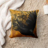 ヴィンテージのゴシック様式ハロウィンの大きく黒いワタリガラスの鳥 クッション (ブランケット)