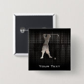 ヴィンテージのゴルファー; カッコいい 缶バッジ (正面&裏面)