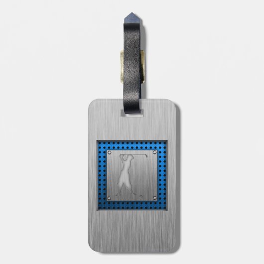 ヴィンテージのゴルファー; 金属一見 ラゲッジタグ (裏面縦)