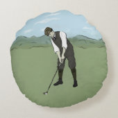 ヴィンテージのゴルファーV1の芸術 ラウンドクッション (裏面)